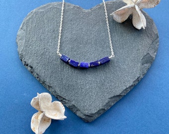 Lapis Lazuli Necklace, Lapis Lazuli Bar Necklace. Lapis Lazuli Crystal, Blue Crystal,  December Birthstone, Christmas Gift, Stocking Filler.