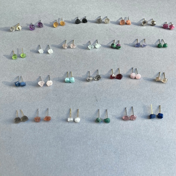 Crystal Stud Earrings Gemstone studs earrings  Raw Crystal earrings Small gemstone stud earrings Gift for her Christmas gift stocking filler