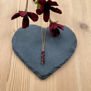 Garnet Crystal Necklace, Garnet Crystal Bar Necklace,Red crystal necklace, January Birthstone, Christmas Gift, Stocking Filler. image 3
