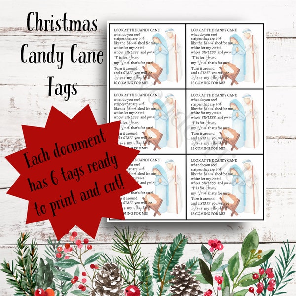 Candy Cane Tags, Christmas Candy Cane Tags, Baby Jesus Candy Cane Tags, Christmas Candy Cane Gift, Baby Jesus Christmas Printable