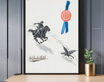 Western Americana cowboy art print, cowboy thanksgiving wall poster, vintage wall print, gifts for him