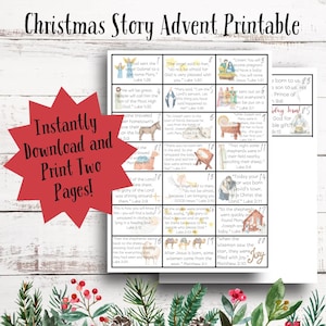 Cartões de versículos do Advento para impressão, calendário do Advento para crianças, história de Natal do Advento, calendário do Advento para crianças, Advento da Natividade, cartões do calendário do Advento