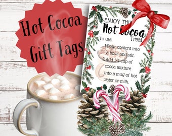 Hot Cocoa Gift Tags, Gift Tag Printable, Homemade Hot Cocoa Gift Tags, Hot Chocolate Gift, Homemade Christmas Gift, Hot Chocolate Gift Tag