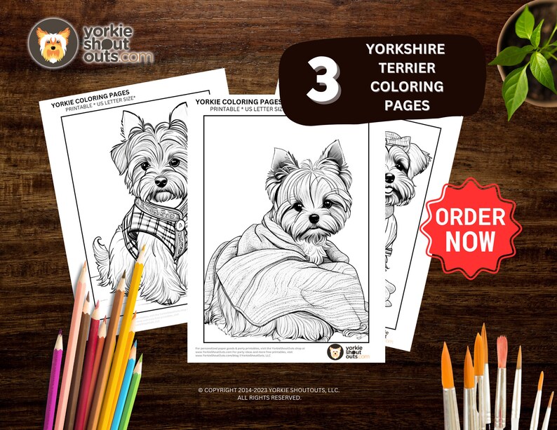 3 Cute Yorkshire Terrier Coloring Pages Printable Dog Coloring Sheets ...