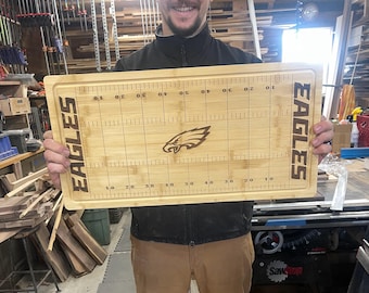 Football Field Cheese Board – Custom Engraved - Any Team or Logo – Bowl Game Day Charcuterie – Super Party Serving Board / Hostess Gift