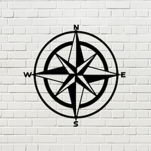 Metal Compass Sign, Nautical Compass Sign, Metal Wall Art