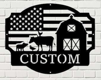 Custom Metal Farm Sign, Personalized Farm Sign, Custom Farm Flag Sign, Personalized Gift