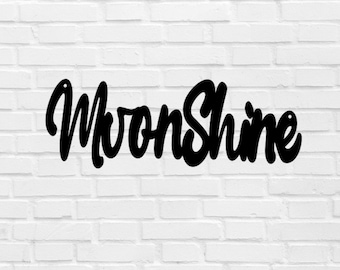 Moonshine Sign, Metal Moonshine Word Art, Bar sign