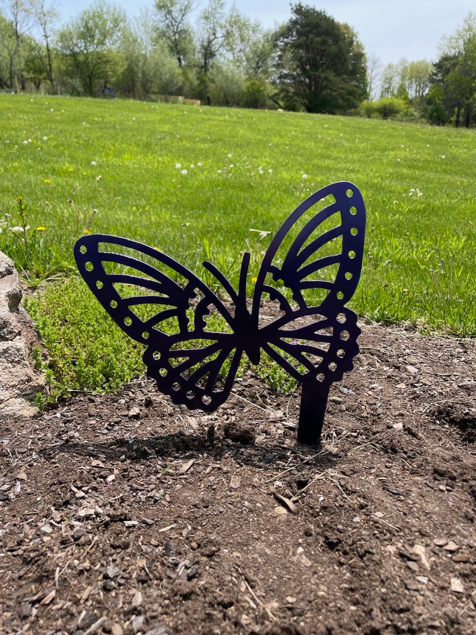 Painted Butterfly Garden Decor, Painted Metal Plant Stake Garden Decor -  Garden Plant Stick - 10 x 12