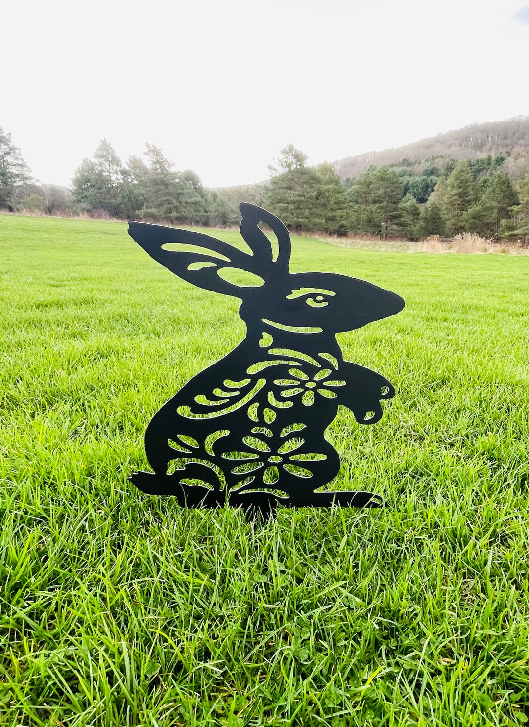Metal Bunny Garden Stake, Metal Garden Art, Metal Garden Stake - Etsy