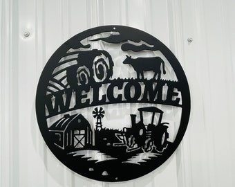 Targa In Metallo LINQWkk 20x30 Cm Con Scritta Umoristica 'Welcome To The Interesting Farm' Per Parete