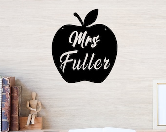 Custom Teacher Sign, Metal Teacher Apple Sign, Custom Teacher Metal Sign, Teacher Gift