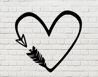 Metal Heart Sign | Heart and Arrow Wall Hanging | Metal Arrow And Heart | Valentines Day Gift | Metal Wall Art