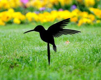 Humming Bird Garden, Metal Humming Bird Garden Stake, Garden Stake Decor, Cute Metal Garden Art, Flower Bed Humming Bird Stake,