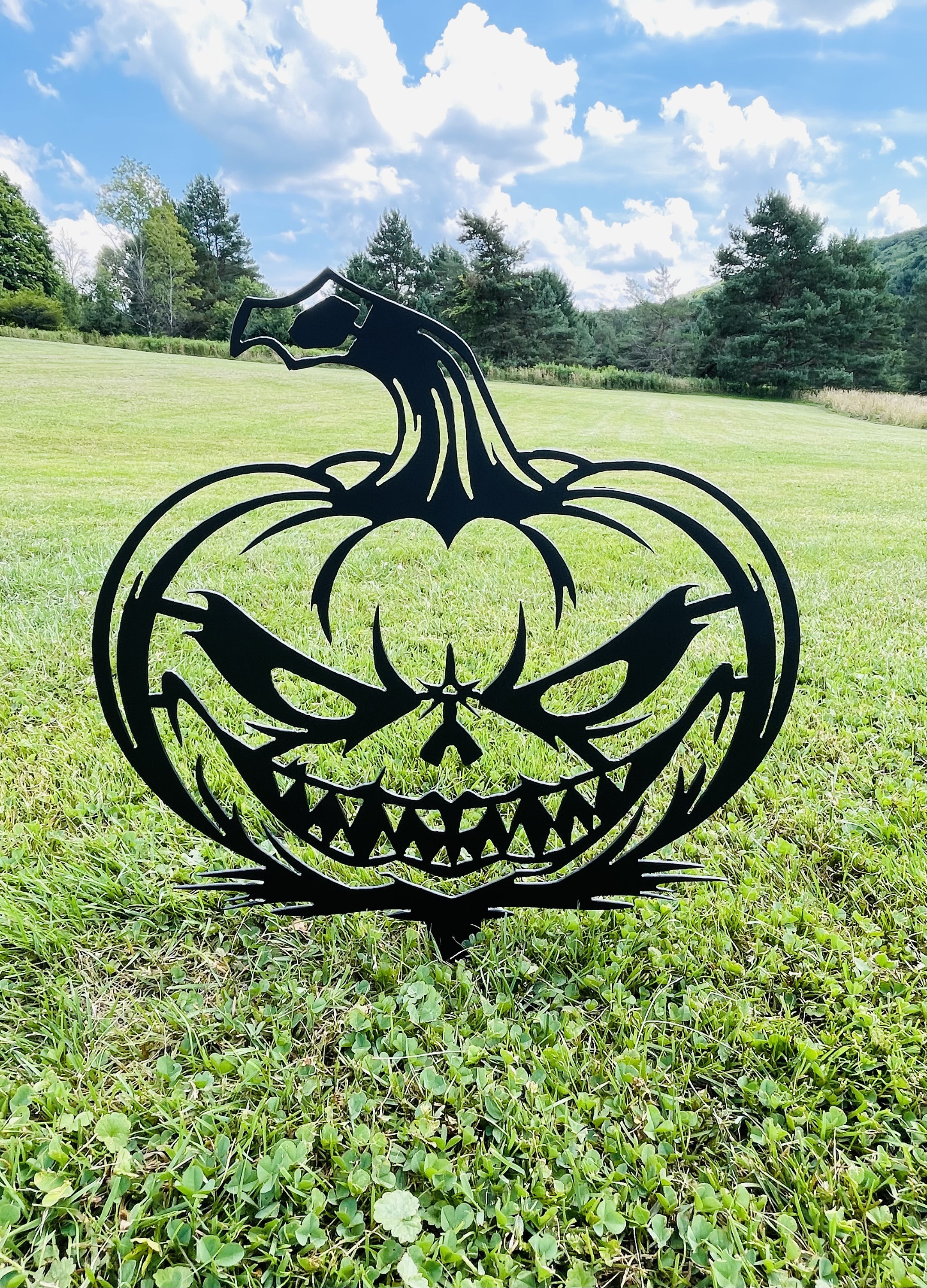 Metal Pumpkin Yard Stake, Halloween Outdoor Decor, Halloween Metal Yard Stake, Pumpkin Decor