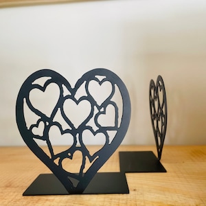 Metal Bookend, Bookends Pair, Bookshelf Book Stopper, Valentines Day Bookend
