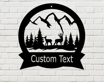 Personalized Deer Sign, Custom Metal Deer Monogram, Custom Metal Family Sign