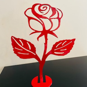 Standing Metal Rose, Metal Rose Art, Metal Valentines Day Gift, Handmade Mothers Day Gift, Metal Flower