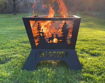 Custom Deer Fire Pit, Personalized Fire Pit, Gift For Him, Metal Plasma Cut Fire Pit