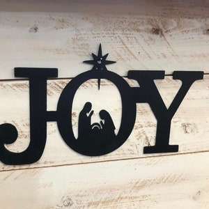 Nativity Joy Sign, Metal Nativity Joy Sign, Joy Sign
