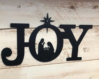 Nativity Joy Sign, Metal Nativity Joy Sign, Joy Sign