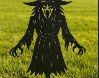 Metal Witch Yard Stake, Witch Halloween Decor, Witch Metal Stake