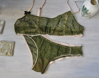 neon green bra and panty set