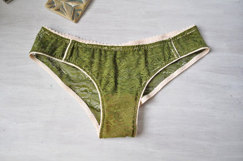 Handmade green lingerie set Lace guipure Etsy