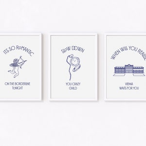 Vienna - Billy Joel, Navy Blue Set of 3 Digital Prints A3