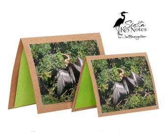 ANHINGA Handmade Florida Bird Note Card with Photographic Print
