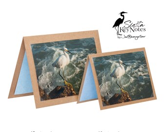 SNOWY EGRET Handmade Florida Bird Note Card with Photographic Print