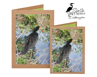 CORMORANT Handmade Florida Bird Note Card with Photographic Print