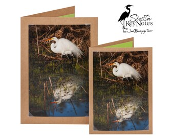 GREAT EGRET Handmade Florida Bird Note Card with Photographic Print