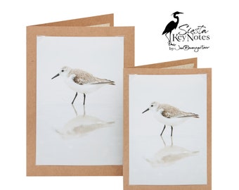SANDERLING Handmade Florida Bird Note Card with Photographic Print