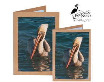 BROWN PELICAN Handmade Florida Bird Note Card with Photographic Print