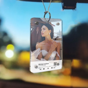 Hanging Car Pictures Frames, Direct Prints on Acrylic plates, 2.4x3.5 in,  Acrylic Rearview Music Mirror Hanging Accessory,