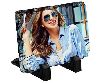 Custom Photo Slate Plaque: Chiseled Edge Stone Display (5.5x3.5 Inches)