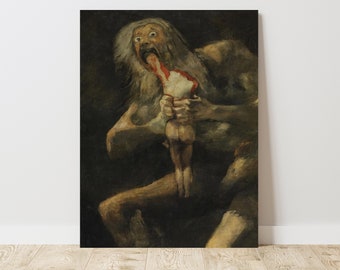 Francisco Goya, Saturn Devouring His Son (1819), Vintage Canvas Art Print  J_575