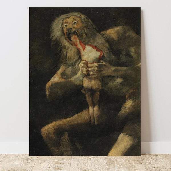 Francisco Goya, Saturn Devouring His Son (1819), Vintage Canvas Art Print  J_575