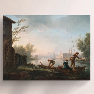 Claude Joseph Vernet, The Four Times of Day - Morning (1738), Vintage Canvas Art Print  J_759