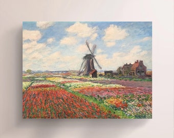 Claude Monet, Tulips of Holland (1886), Vintage Canvas Art Print  J_661
