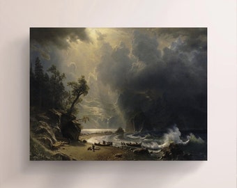 Albert Bierstadt, Puget Sound on Pacific Coast, Vintage Canvas Art Print  J_892