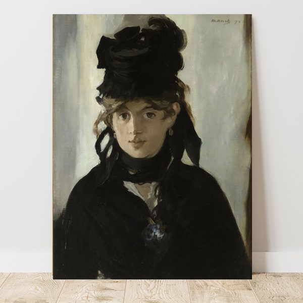 Edouard Manet, Berthe Morisot With a Bouquet of Violets (1872), Vintage Canvas Art Print  J_765