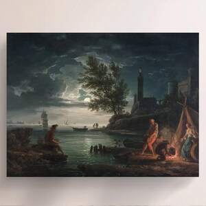 Claude Joseph Vernet, The Four Times of Day - Night (1757), Vintage Canvas Art Print  J_757