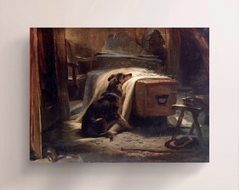 Edwin Landseer, The Old Shepherd's Chief Mourner (1837), Vintage Canvas Art Print  J_769