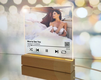 Custom Photo LED Acrylic Plaque: Personalized Music Gift with QR Code
