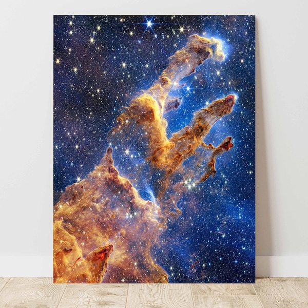 James Webb Pillars Of Creation, James Webb Space Telescope, Nasa Dying Star Space, Cosmic Cliffs, Canvas Art Print  J_942