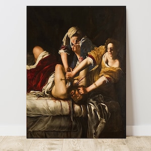 Artemisia Gentileschi, Judith Slaying Holofernes (1620), Vintage Canvas Art Print  J_533