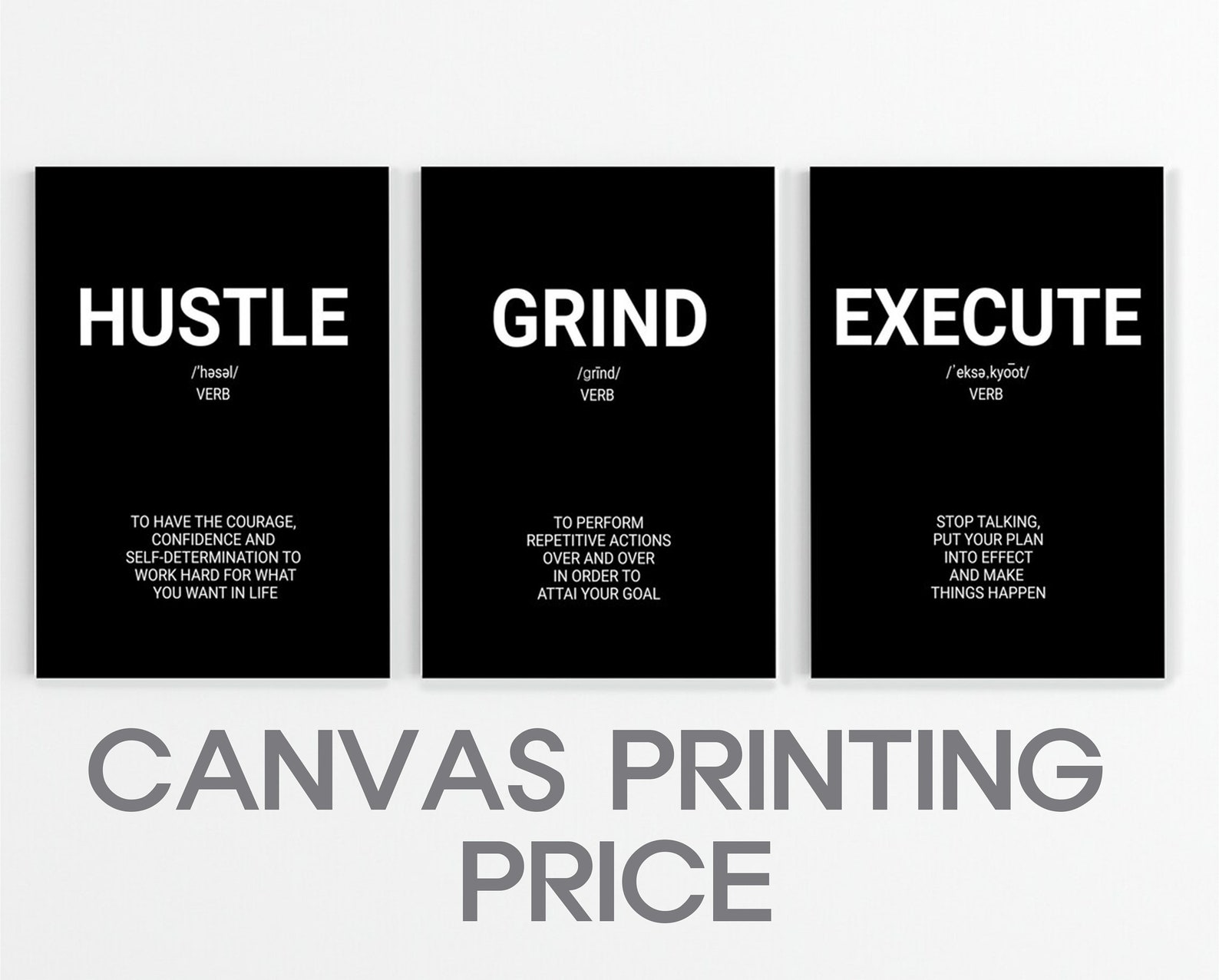 Set of 3 Canvas Office Decor for Girl Boss Hustle Poster Etsy