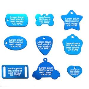 Pet ID Tag for Dog or Cat Collar - Up to 8 Lines of Custom Engraving - Durable Anodized Aluminum